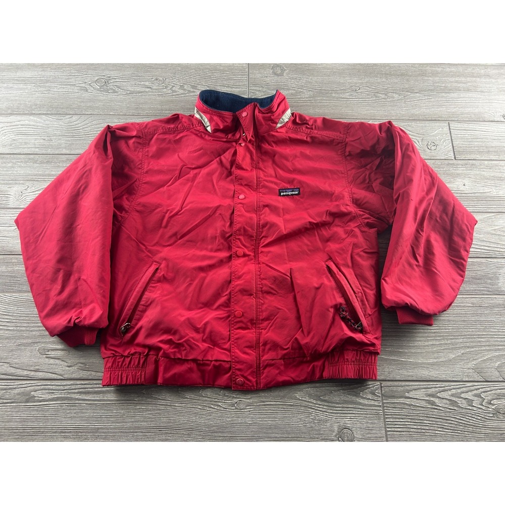 Patagonia Fleece Lined Windbreaker Jacket Pink Youth Kids Size 14 Vintage